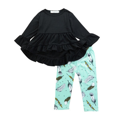 

2018 New Autumn Baby Girls Adorable Flower Print Outfits Set Toddler Warm Blouse Trousers Pants Clothes