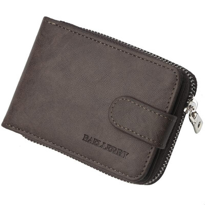 

Men Wallet Baellerry PU Leather Solid Short Foldable Large Capacity Multifunction Simple Business Money Clip