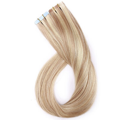

Tape in Human Hair Extensions Highlight Balayage Long Straight Skin Weft Glue in Hairpieces Invisible Double Sided Tape