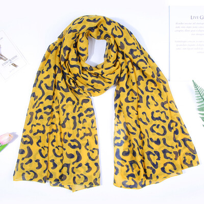 

Gobestart Women Ladies Pure Leopard Print Chiffon Wrap Shawls Headband Soft Long Scarf