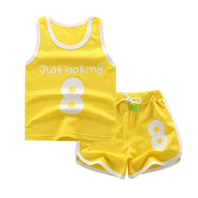 

Summer Short Sleeve Number Print Tops Vest Shorts Toddler Casual Outfits Sets for Baby Boys Girls