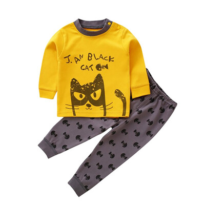 

Kids Boys Pajama Sets Cartoon Print Long Sleeve O-Neck Cute T-Shirt Tops with Pants Baby Girls Child Autumn Sleeping Clothes