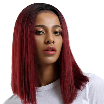 

Gobestart Brazilian Black Lace Front Full Wig Bob Wave Natural Looking Fashion Women Wigs