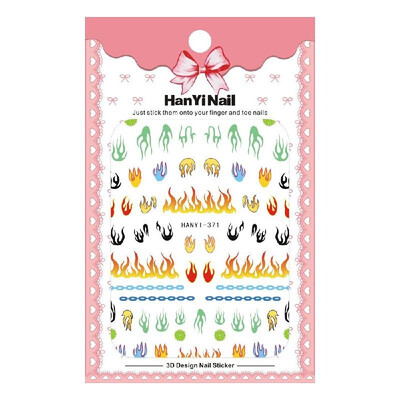 

1 Sheet 3D Nail Stickers F-lame Animal Letters Pattern Adhesive Nail Art Sticker Manicure Decoration