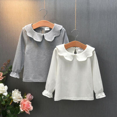 

Baby Kid Girl Pullover Long Sleeve Blouse Cotton Top Ruffle T Shirt Tee Clothes