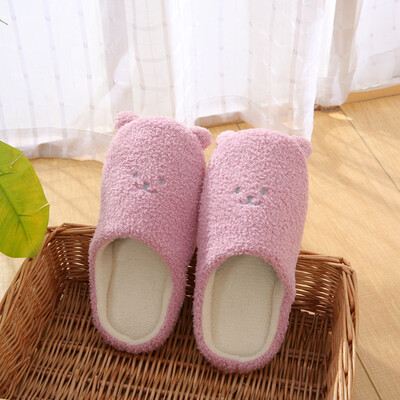 

1pair House Plush Women Slippers Autumn Winter Indoor Cute Animal Soft Bottom Non-slip Floor Shoes Home Slippers Women Slides