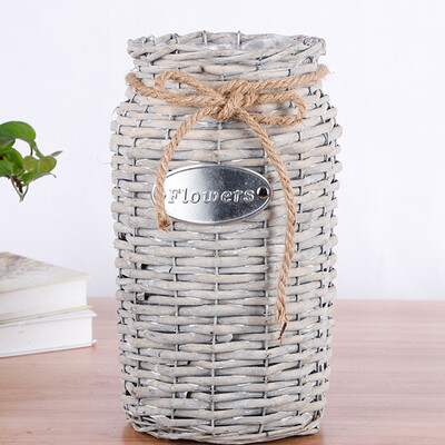 

Gobestart Wicker Woven Storage Basket Flower Plants Straw Pots Vase Bag Home Decor