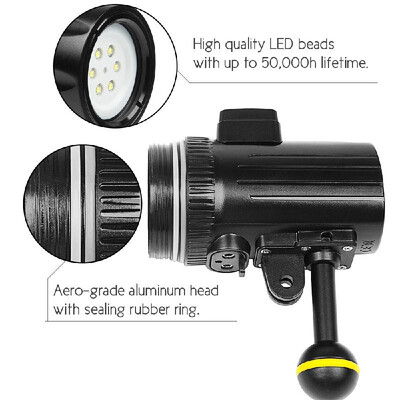 

SHOOT XTGP460 1500 Lumen Underwater Diving Torch Flashlight Waterproof 60m197ft Rechargeable Dimmable Outdoor LED Video Light for