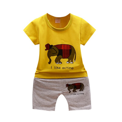 

Summer Casual Boy Clothes Set Children Elephant Pattern T-Shirt Pant Kids Toddler Clothes Outfit Set