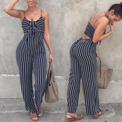 

Women Ladies Summer Striped Bobo Playsuit Bodycon Party Jumpsuit Romper Trousers