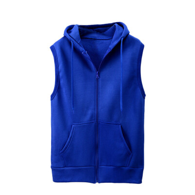 

Gobestart Fashion Men Sleeveless Solid Hooded Waistcoat Slim Jacket Blouse Tops Shirt