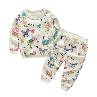 

Autumn Pajama Set Printed Graffiti Sweater Pajamas Shirt Pants Fashion Baby Girl Clothes Set 2T-7TChildren Clothing Set