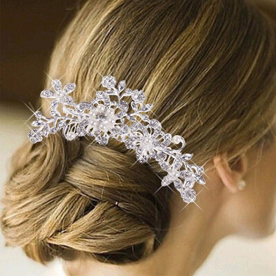 

new Fashion Women Girls flower Bride Wedding Hairband Pearl Flower Crystal Hair Pins Clips Bridesmaid Party Headband