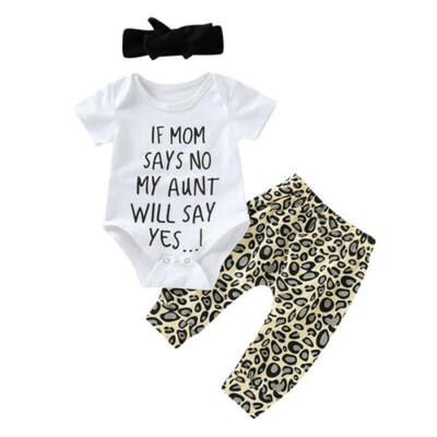 

New Toddler Newborn Baby Girls Short Sleeve Romper Pants Summer 3Pcs Set Clothes