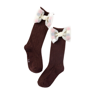 

Girls Socks Toddlers Christmas Girls Big Bow Knee High Long Soft Cotton Lace baby Socks Kids knee socks girl