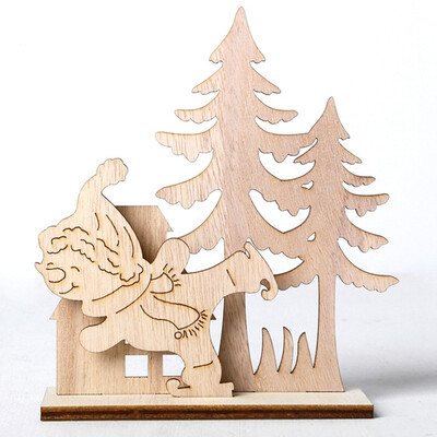 

1Set Wood Crafts Christmas Santa Claus&Snowman Wooden Ornaments For Home Decor
