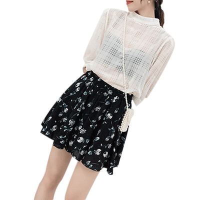

Hot Women Summer Fashion All-match Casual Loose Concise Flower Printed High Waist Thin Style Shorts