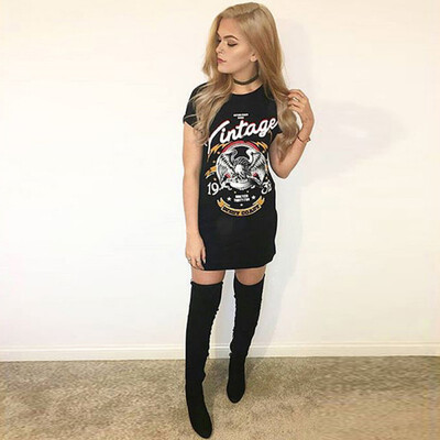 

2017 NewSexy Vestido Women Summer Casual Printed Loose T-Shirt Dress Party Club Short Sleeve Dresses