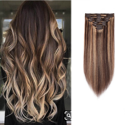 

100 Remy Human Hair Real Thick Clip In Human Hair Extension 8 pcs