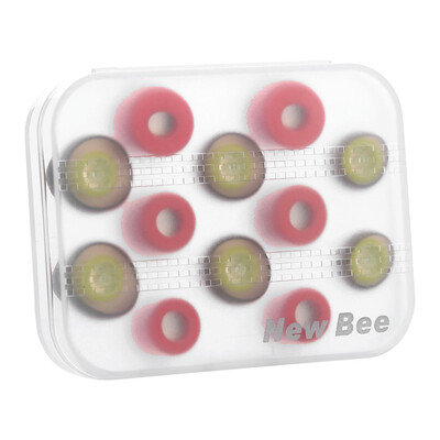 

New Bee Replacement Earbud Tips 3 Pairs Rebound Memory Foam Tips & 3 Pairs Silicone Earbuds  M L Size w Storage Box for Headphon
