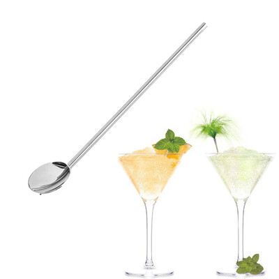 

Gobestart Cocktail Mate Stainless Steel Bartender Spoon Straw Spoon Shaped Drinking Straw