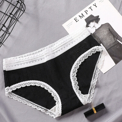 

2019 New Cotton Panties Ladies Lace Side Panties Women Comfortable Breathable Waist Large Size Briefs