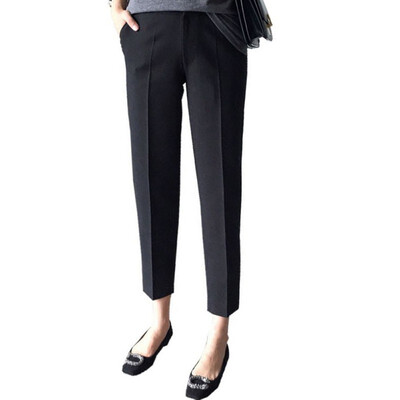

Women High Waist Elastic Straight Pants Casual OL Lady Ankle-Length Trouser Women Clothing Office Pants