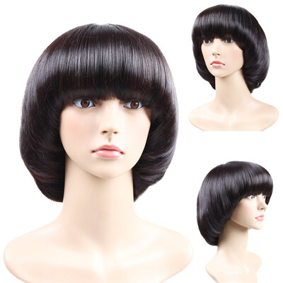 

〖Follure〗Fashion Synthetic Mushroom Head BOB Brown Black Hair Wig Natural Hair Wigs