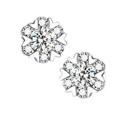 

Chic 1Pair Lady Korean Crystal Snowflake Ear Stud Earrings Gift