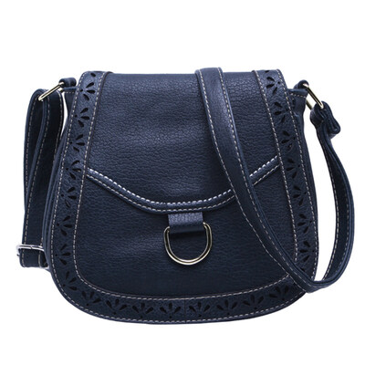 

Vintage Women Hollow Design Solid Color Faux Leather Flap Crossbody Shoulder Bag