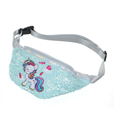 

Sequins Printing Cute Unicorn Waist Bag for Women Fashion Girls Messenger Bag