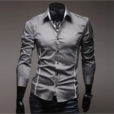 

Men Tops Oversize Lapel Shirt Buttons Long Sleeve Slim Formal Business Blouse