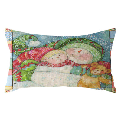 

Tailored Christmas Santa Claus Pillow Case Linen 30x50cm Throw Cushion Cover Home Decor