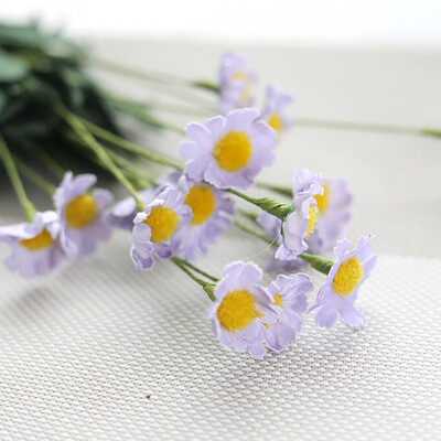

Mini 15 Heads Daisy Flower Bouquet European Rose Silk Flower Gerbera Bouquet Wedding Home Decoration Artificial Flowers
