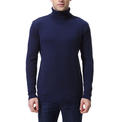 

Mens Fashion Solid Color Slim Fit Pullover Sweater Tops High Collar Long Sleeve