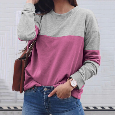 

Tailored Womens Long Sleeve O-Neck Patchwork Print Hoodie Sweatshirt Top Blouse