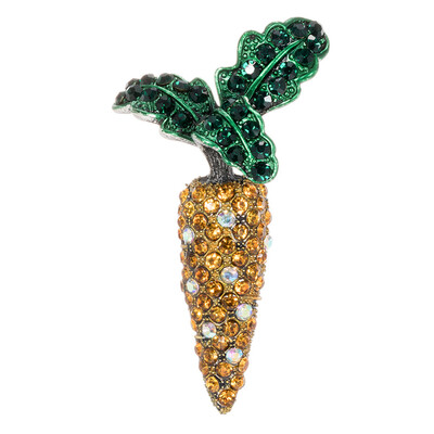 

Rhinestone Carrot Brooch Pin Women Alloy Rhinestone Vegetables Breastpin Clothes Clip Jewelry