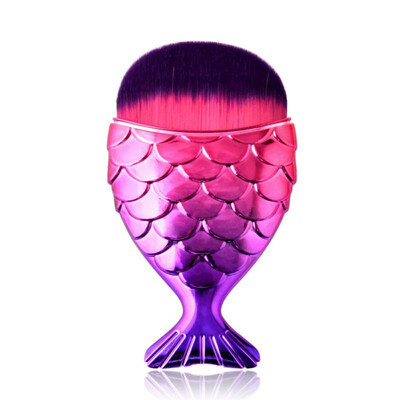 

GUJHUI 1 Pc Fish Scales Colorful Makeup Brushes Face Foundation Powder Blush Highlighter Make Up Brush Maquiagem