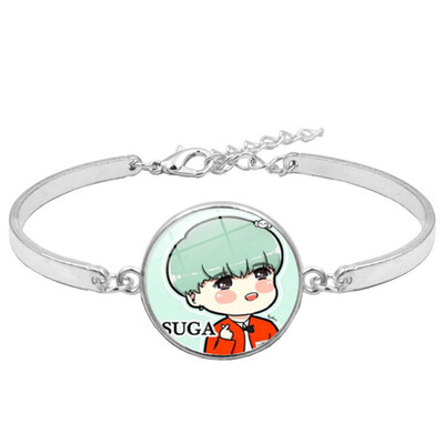 

KPOP BTS Bangtan Boys Retro Alloy Bracelet Creative Cartoon Time Gemstone Bracelet ARMY Hot Gift for Fans