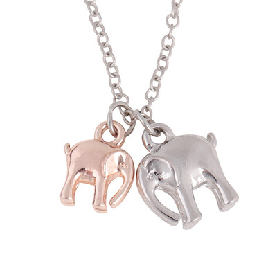 

Double Elephant Pendant Silver Necklace Jewelry Chian Women Gift New Design