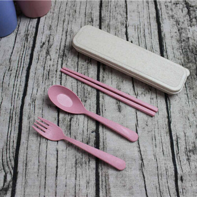 

Cutlery Set Wheat Straw Fork Travel Portable Camping Picnic Chopsticks Spoon Fork