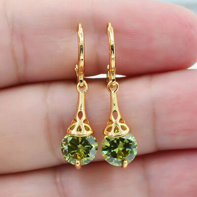 

Fashion Gold Color Filling Round Rainbow Mystic Topaz Zirconia Earrings