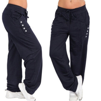 

hot sale explosions spring&autumn women solid color tie casual loose straight trousers