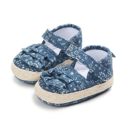 

Blue Summer Denim Princess Shoes For Girls Soft Soled Baby Girls Shoes First Walkers New