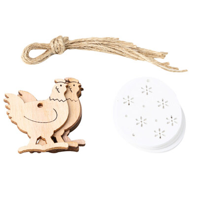 

8Pcs Wooden Easter Rooster Egg Home Holiday Ornament Decor with Hanging Rope