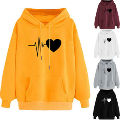 

Womens Hoodie Sweatshirt Hooded Sweater Coat Pullover Tops Valentines Day UK