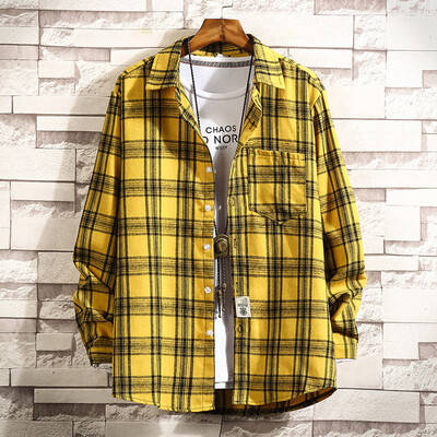 

Tailored Mens Casual Fashion Business Plaid Printing Loose Long Sleeve Shirt Tops Blouse