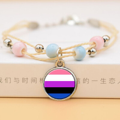 

Smile Face Bead Unicorn Gay Pride Rainbow Ceramics Pendent Bracelet Jewelry