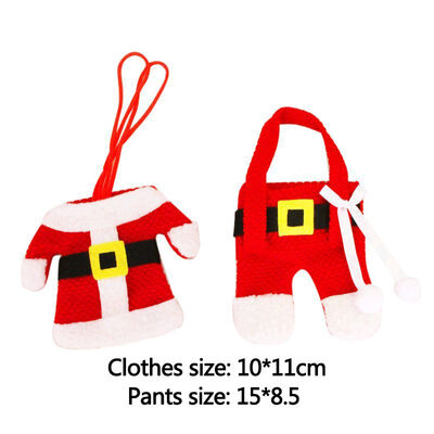 

3SETS Christmas Decorative Tableware Pockets Knifes Forks Spoon Holder Bag Mini Santa Suit Sets Holiday Dining Table Decorations