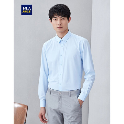 

HLA Haishus parents sleeve dress shirt men 2019 spring new twill jacquard comfortable long lining HNCAD1R001T light blue pattern 01 17592Y 40